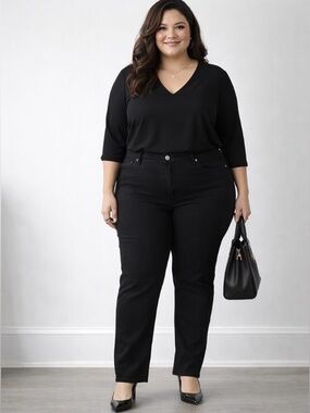 Gloria Vanderbilt High-Rise Black Straight Jeans Size 24W